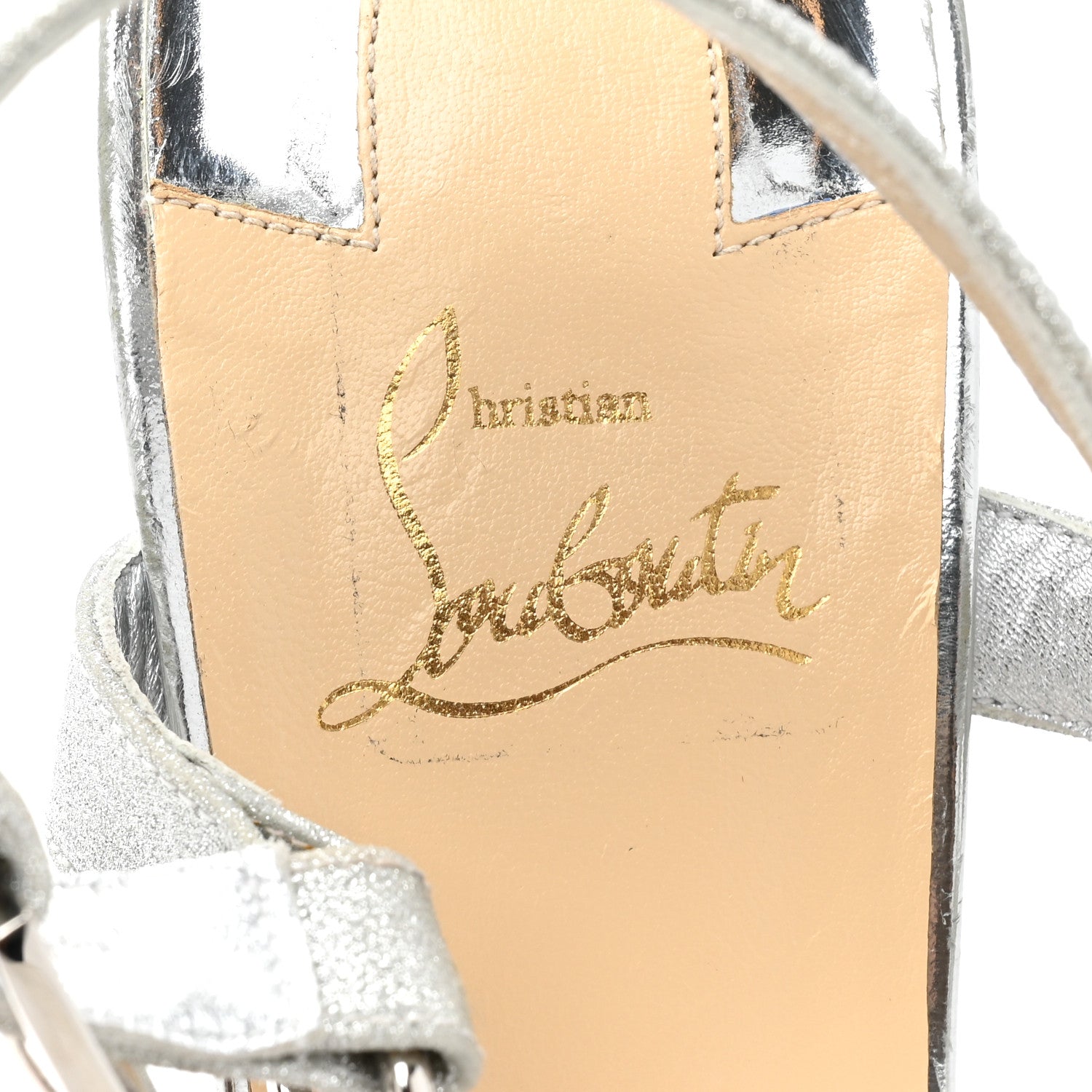 Christian Louboutin Glitter Nappa Mica Pyraclou 110 Wedge Sandals 41 Silver 7 of 13