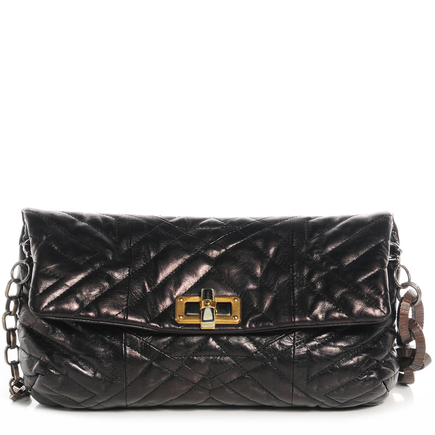Quilted Lambskin Happy Long Crossbody Black