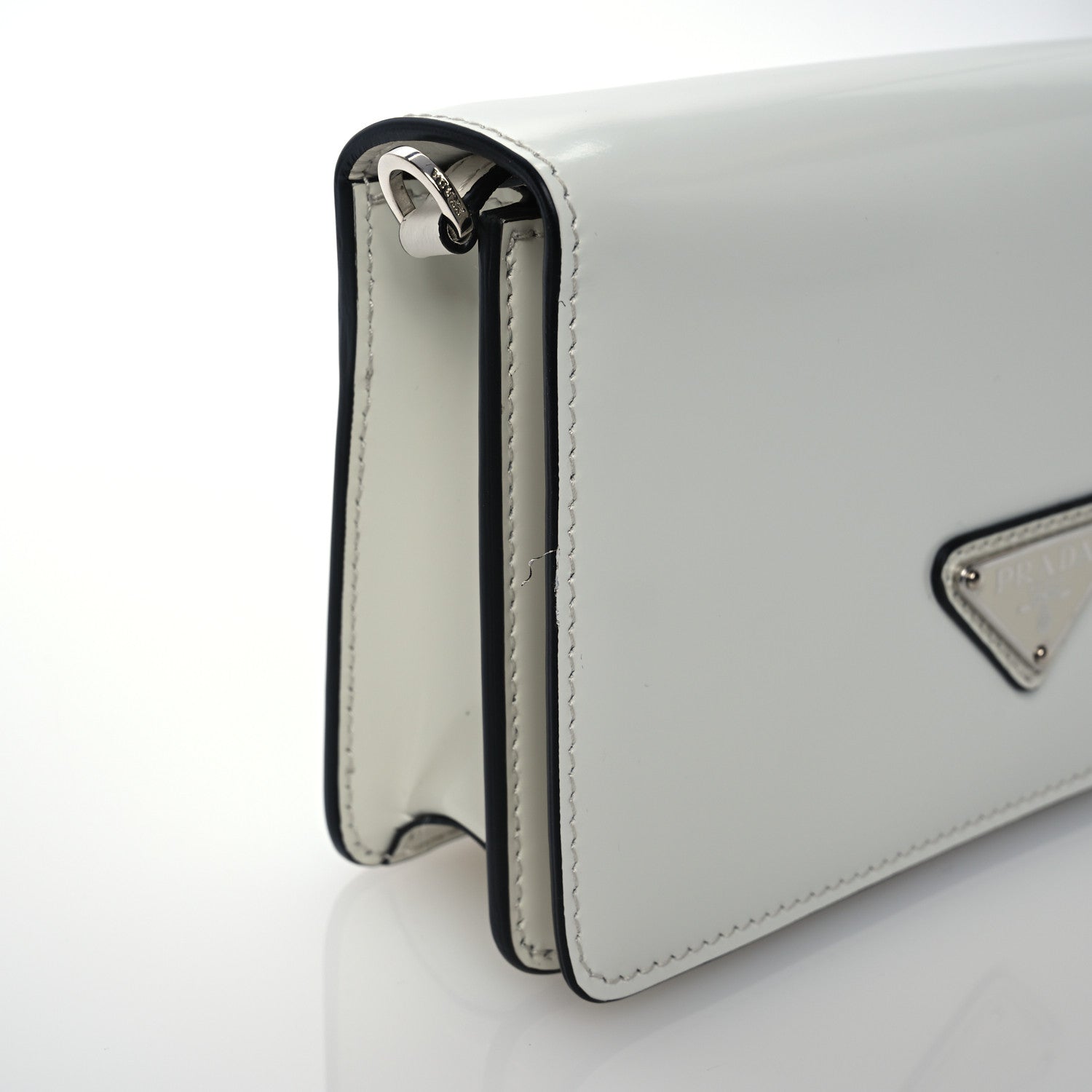 Prada Spazzolato Flap Slide Chain Shoulder Bag White 13 of 13