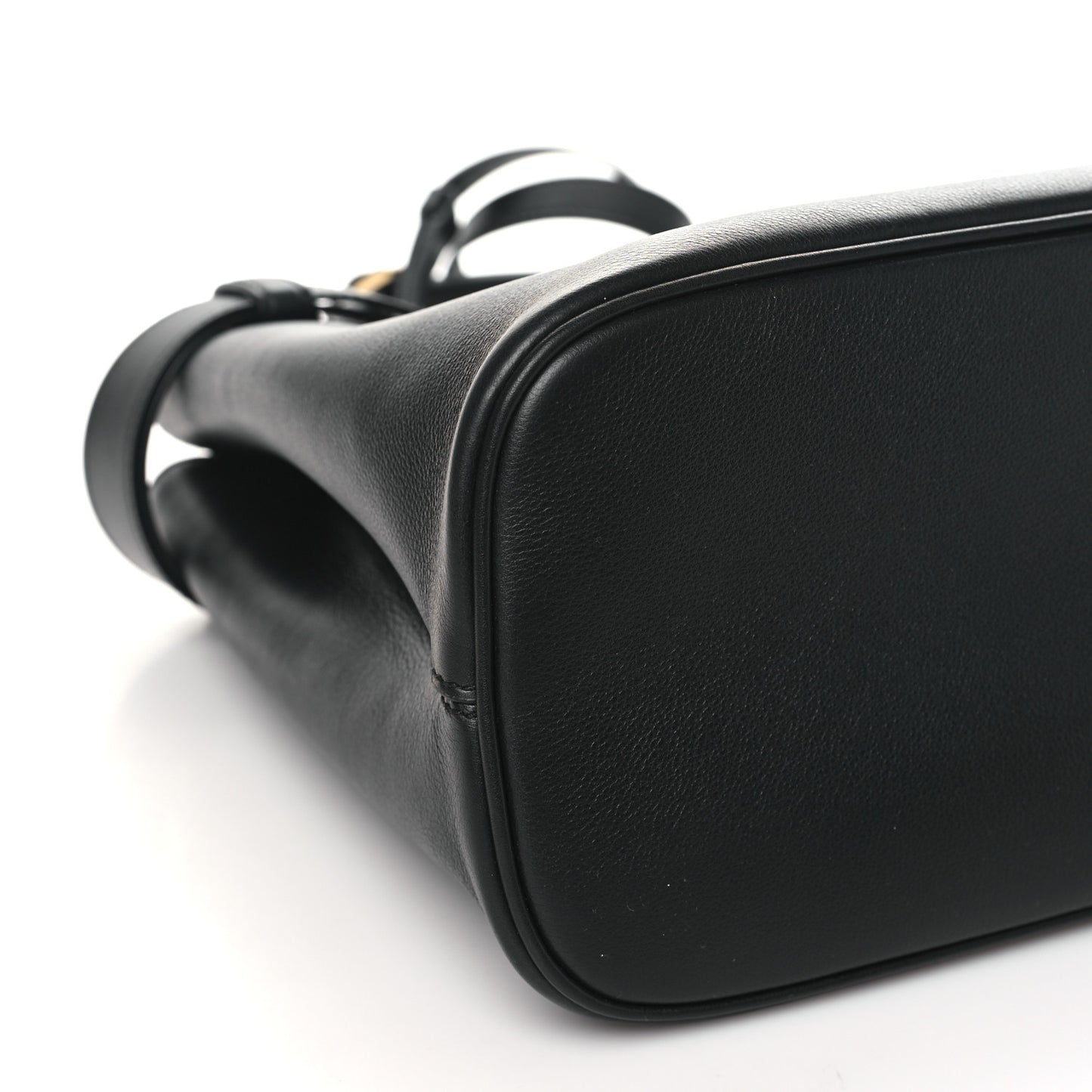 Soft Grain Calfskin Large Buckle Bag With Belt Black