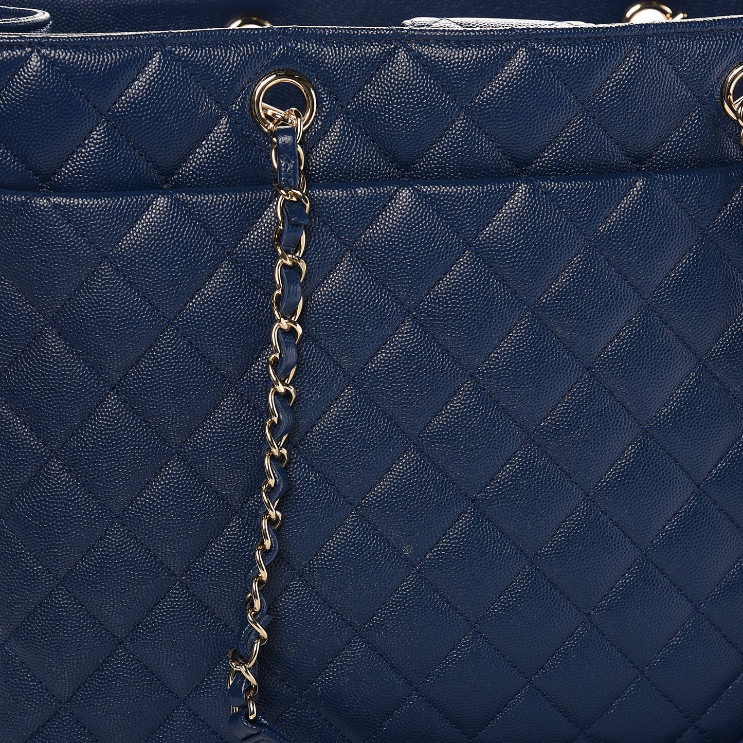 Caviar Quilted Large Classic Shopping Tote Blue