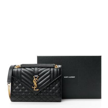 Saint Laurent SAINT LAURENT Grain De Poudre Textured Mixed Matelasse Triquilt Medium Monogram Satchel Black 13 of 13