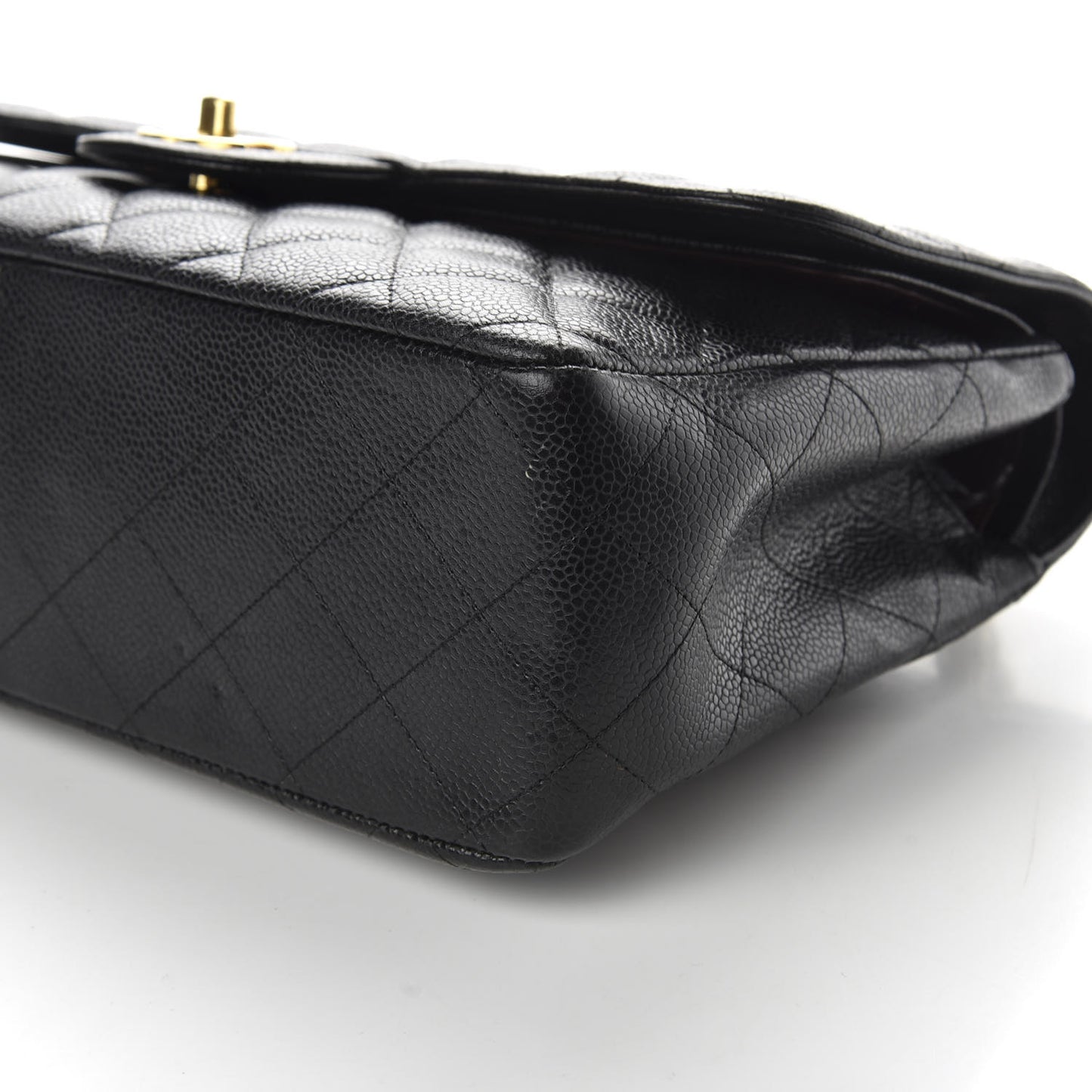 Caviar Quilted Jumbo Double Flap Black