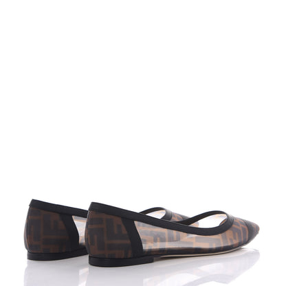 Fendi Mesh FF Skimmer Ballerina Flats 38 Tobacco Moro Black 4 of 10