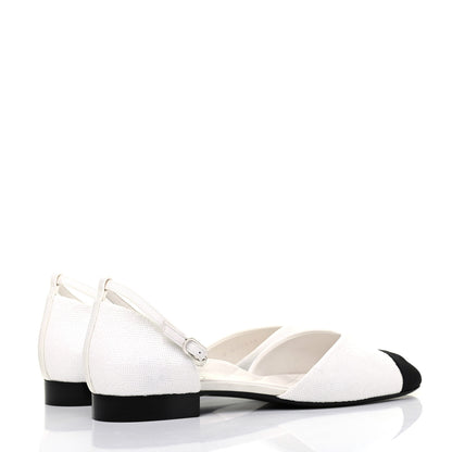 Chanel Sequin Grosgrain Cap Toe CC Ankle Strap Sandals 42 White Black 4 of 9