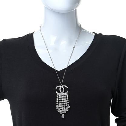 Chanel Crystal CC Drop Necklace Silver 6 of 6