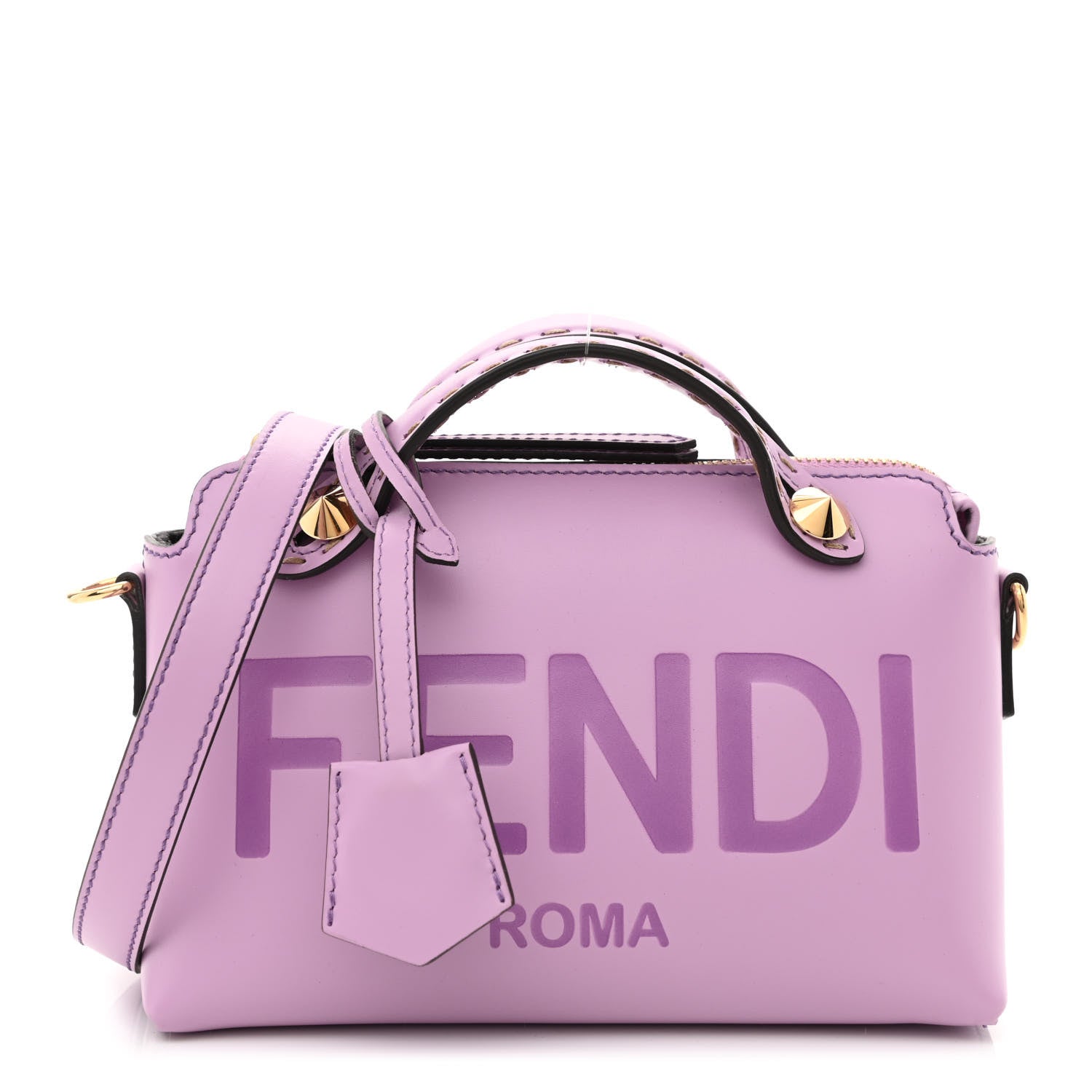 Fendi Vitello King Logo Embossed Mini By The Way Boston Bag Violetta 1 of 10