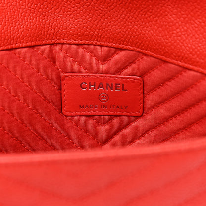 Chanel Calfskin Chevron Quilted Small Envelope Clutch Red 6 of 9