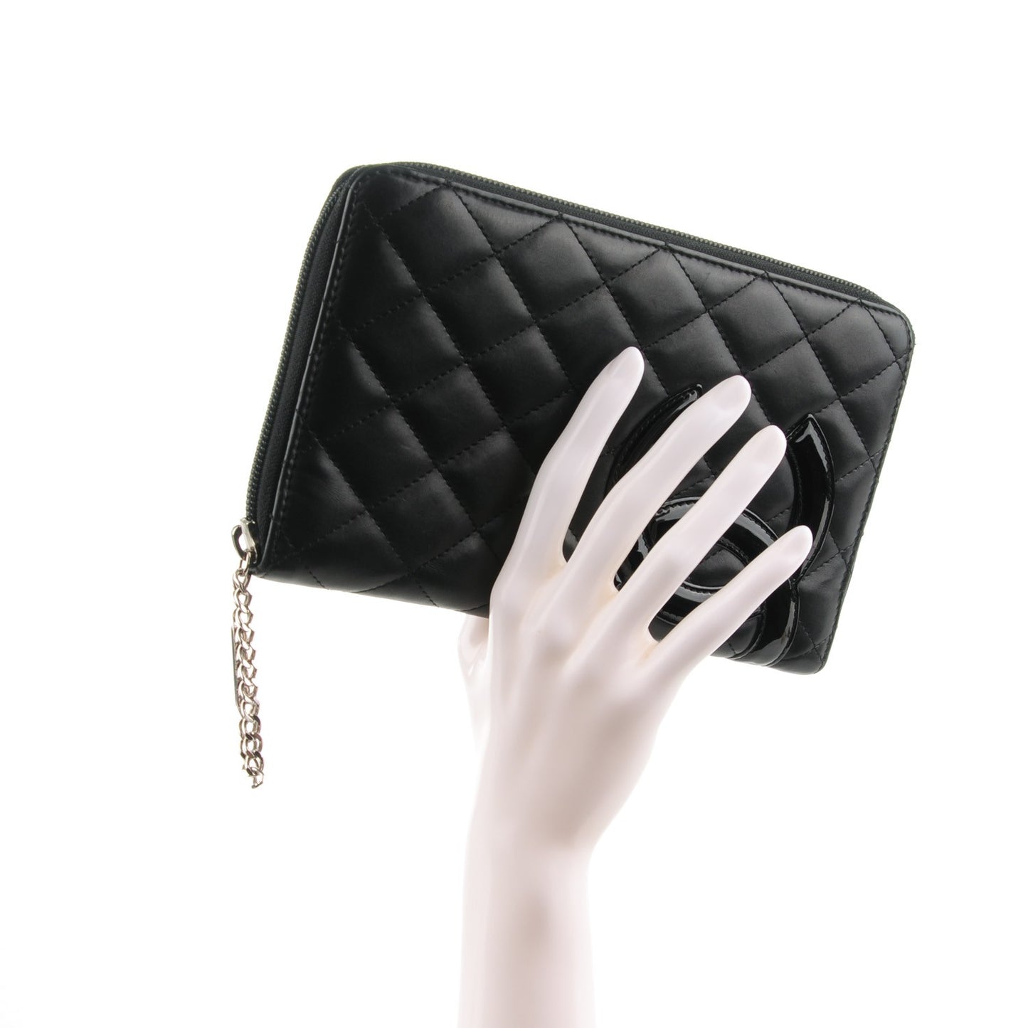 Calfskin Cambon Zip Around Organizer Wallet Black