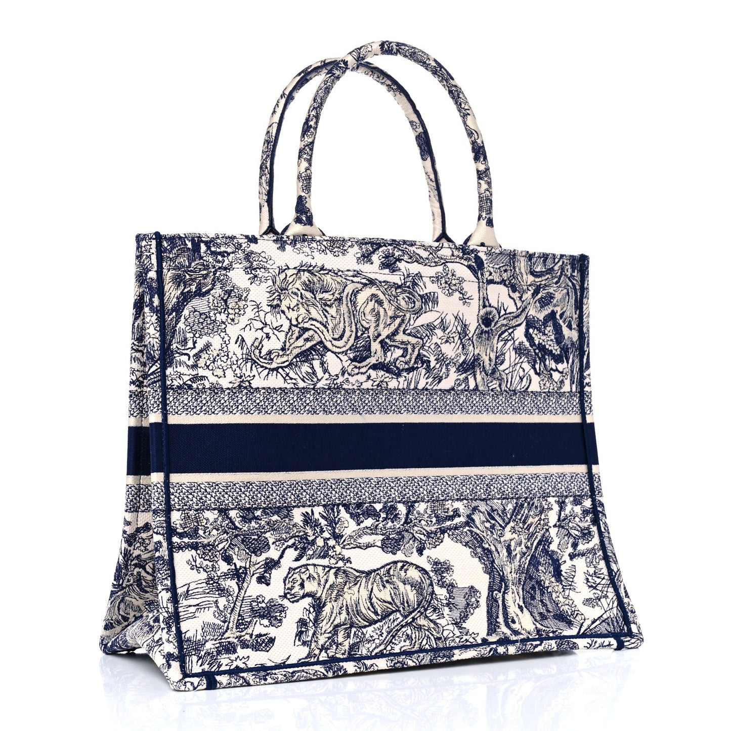 Canvas Embroidered Large Dioriviera Toile De Jouy Book Tote Blue