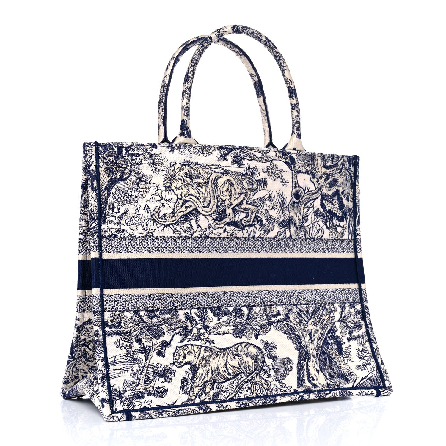 Christian Dior Canvas Embroidered Large Dioriviera Toile De Jouy Book Tote Blue 2 of 8