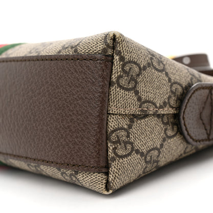 Gucci GG Supreme Monogram Textured Dollar Calfskin Web Small Ophidia Dome Shoulder Bag Beige Ebony New Acero 10 of 14