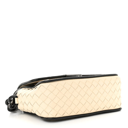 Bottega Veneta Nappa Karung Intrecciato Glass Pearl Shoulder Bag White Black 4 of 14