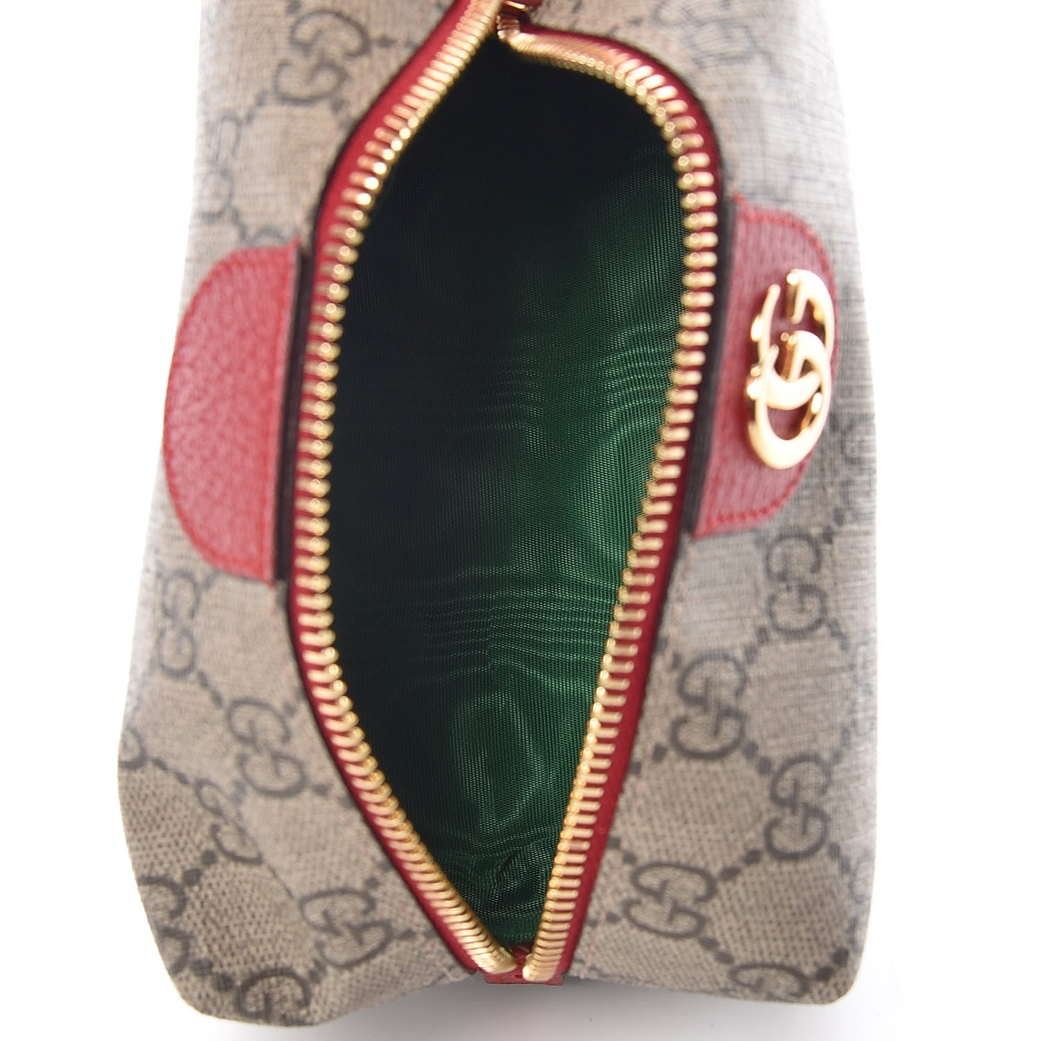Gucci Soft GG Supreme Monogram Calfskin Medium Ophidia Cosmetic Case Beige Ebony Hibiscus Red 6 of 8