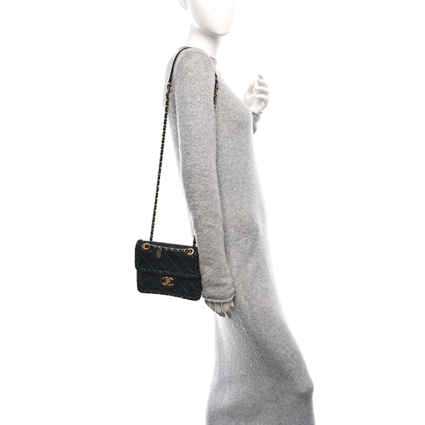 Calfskin Braided Mini My Own Frame Flap Black