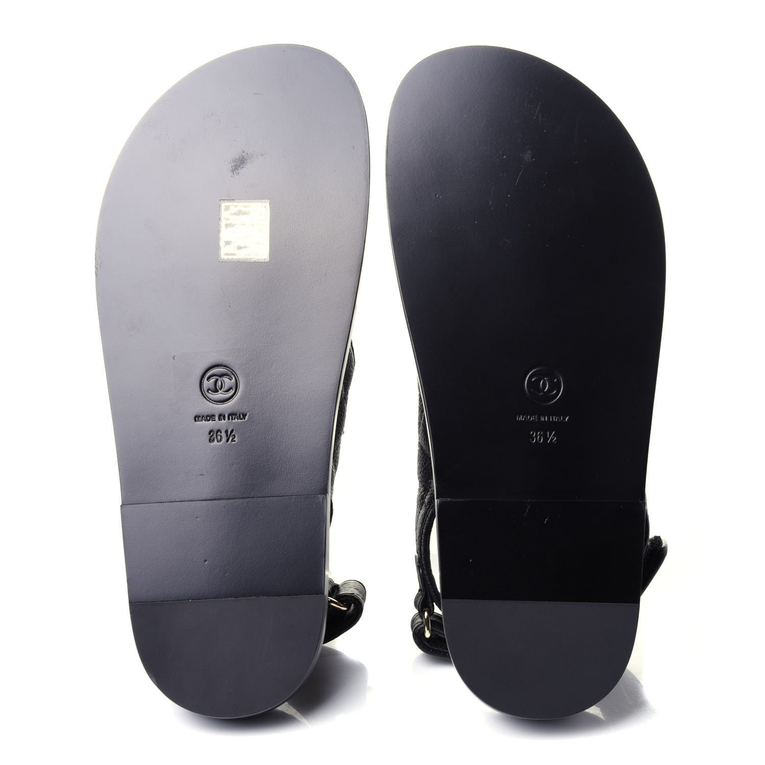 Chanel Grained Calfskin Velcro Dad Sandals 36.5 Black 7 of 13