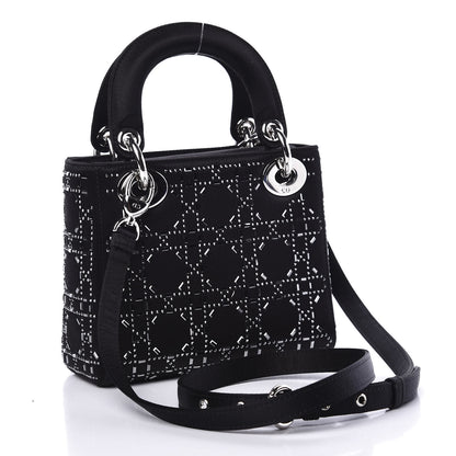 Christian Dior Satin Crystal Cannage Mini Lady Dior Black 2 of 10