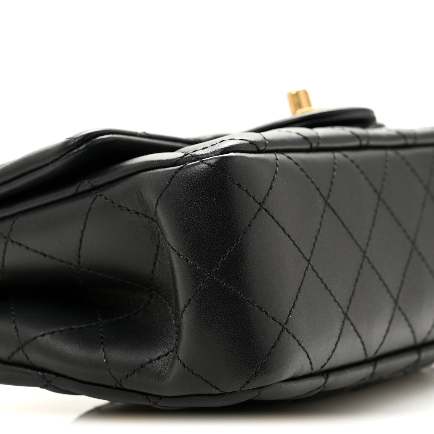Lambskin Quilted Mini Rectangular Sweet Camellia Flap Black