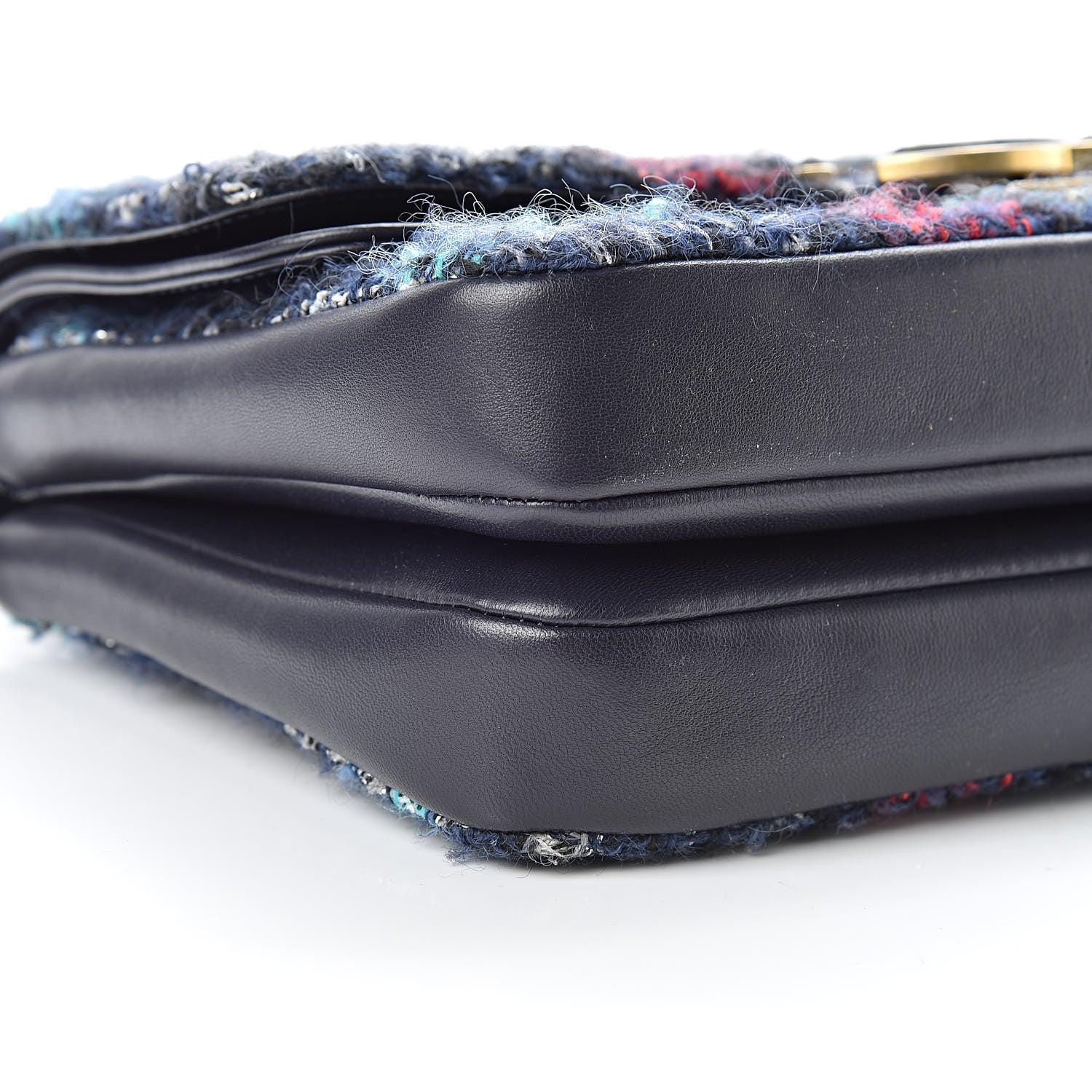 Chanel Tweed Quilted Enamel CC Double Flap Blue Multicolor 12 of 13