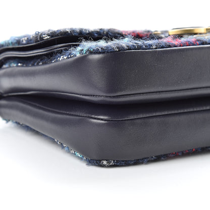 Chanel Tweed Quilted Enamel CC Double Flap Blue Multicolor 12 of 13