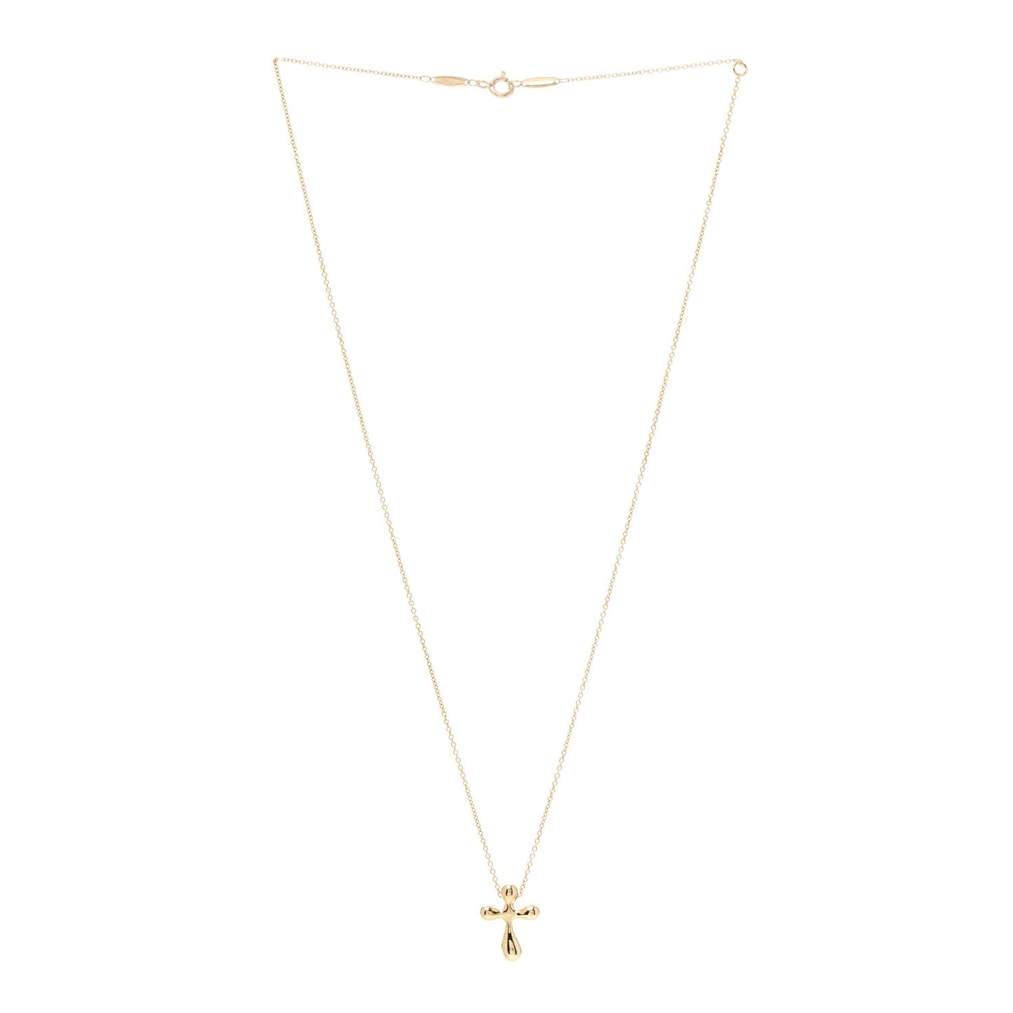 18K Yellow Gold 12mm Elsa Peretti Cross Pendant Necklace