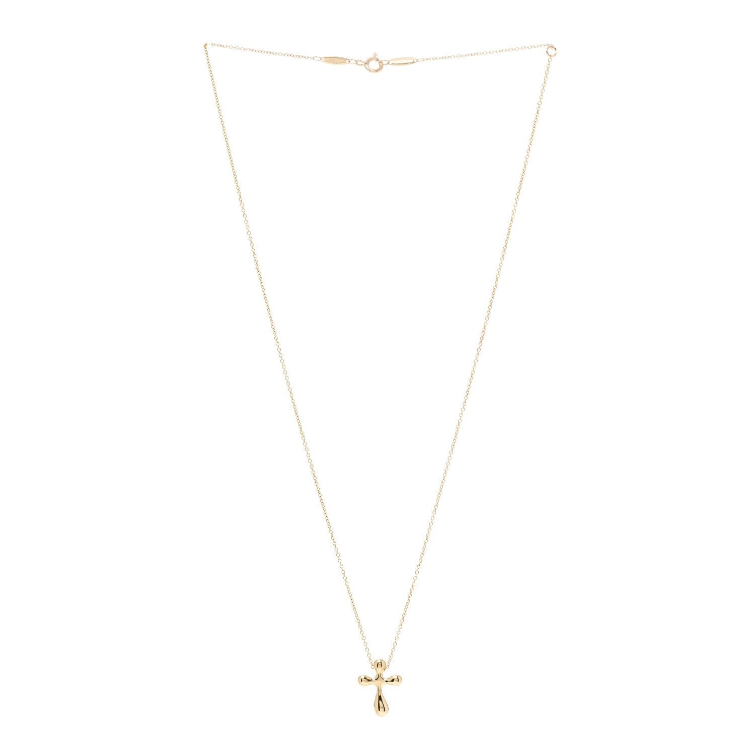 Tiffany 18K Yellow Gold 12mm Elsa Peretti Cross Pendant Necklace 3 of 5