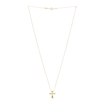 Tiffany 18K Yellow Gold 12mm Elsa Peretti Cross Pendant Necklace 3 of 5
