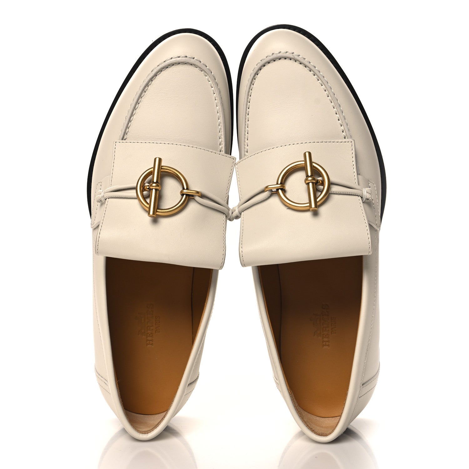 Hermes Calfskin Womens Impact Loafers 38 Blanc De Paris 2 of 9