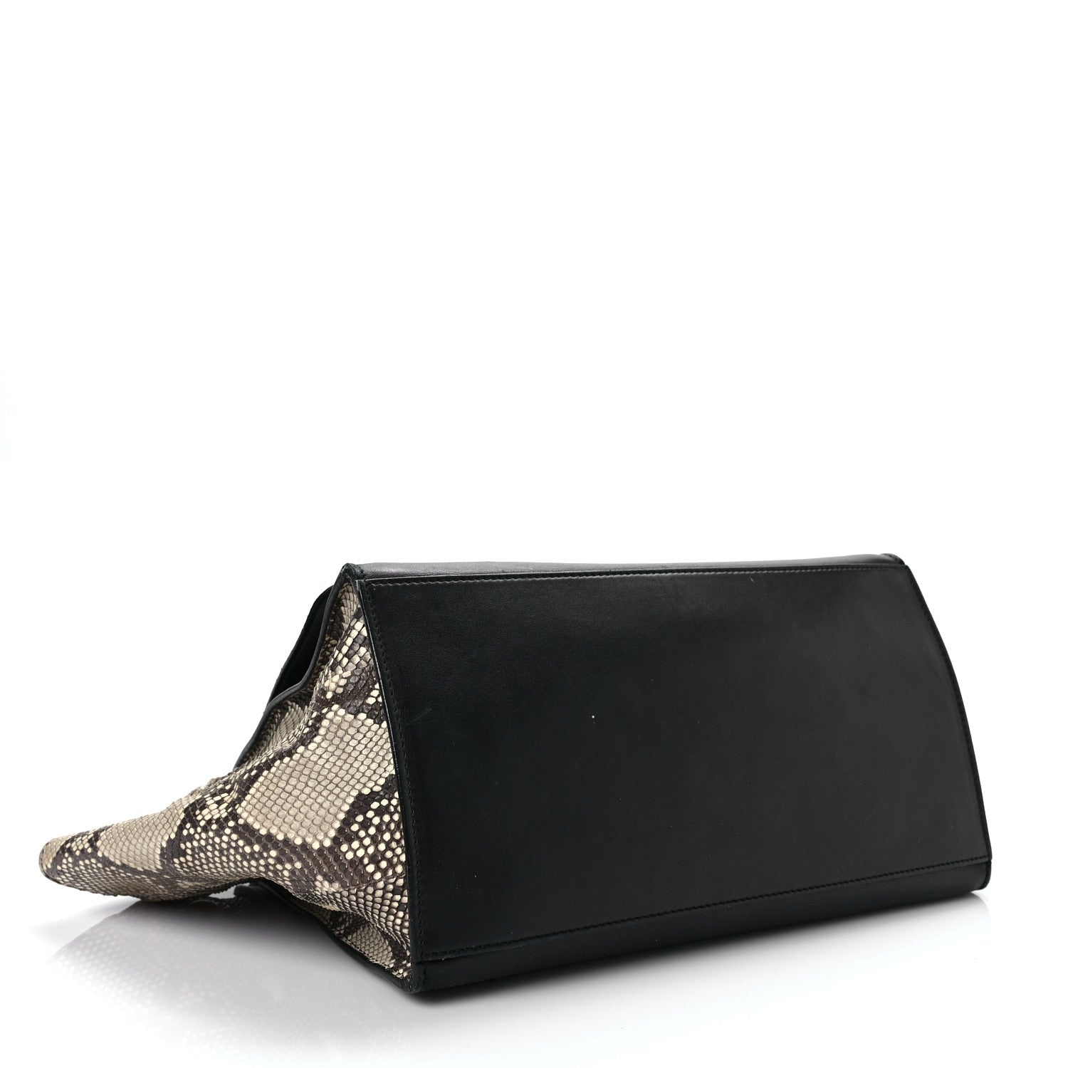 Celine Snakeskin Medium Trapeze Black Beige 3 of 8