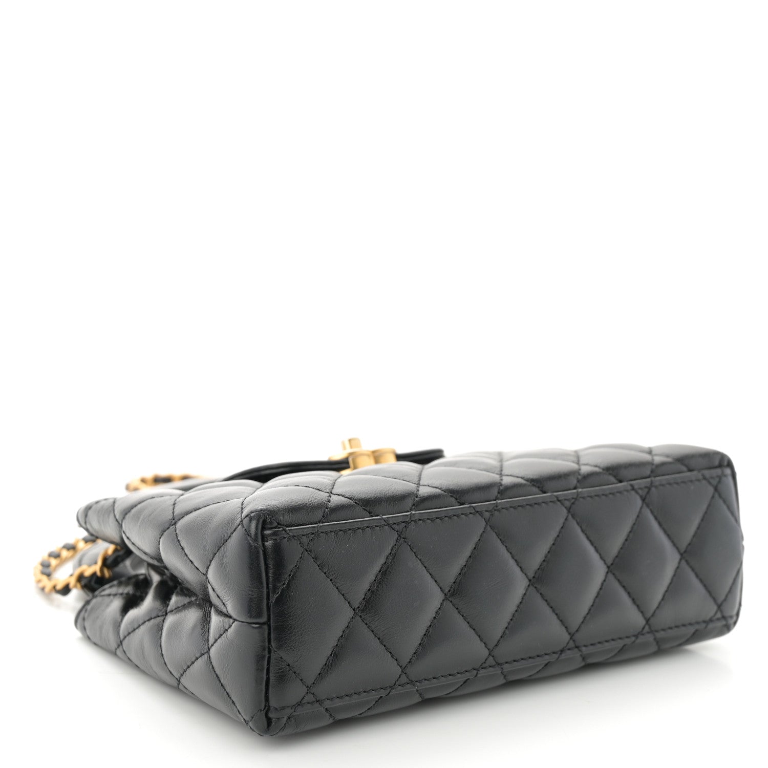 Chanel Shiny Aged Calfskin Quilted Nano Kelly Shopper Black Pink 4 of 11