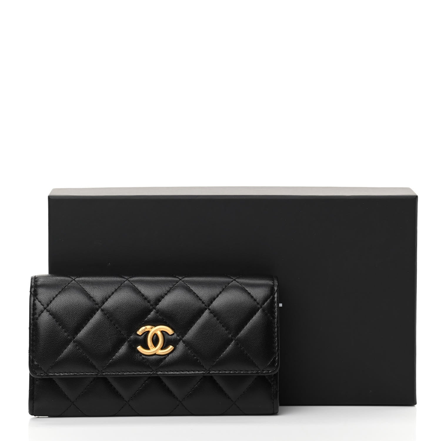 Chanel Lambskin Quilted Medium Flap Wallet Black 9 of 9