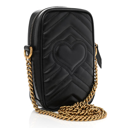 Gucci Calfskin Matelasse Mini GG Marmont Crossbody Bag Black 3 of 9