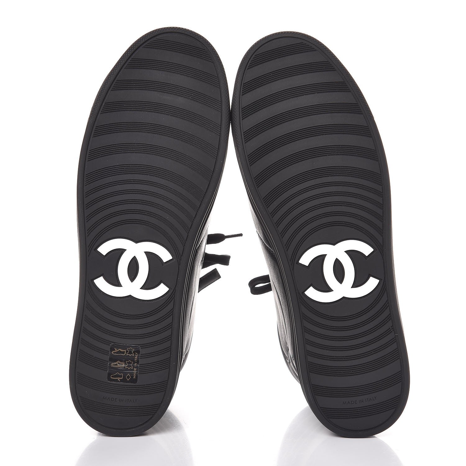 Chanel Calfskin High Top CC Sneakers 39 Black 5 of 11