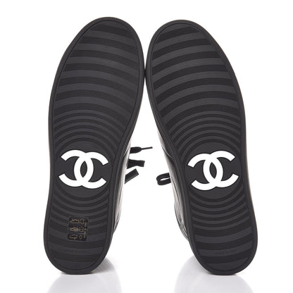 Chanel Calfskin High Top CC Sneakers 39 Black 5 of 11
