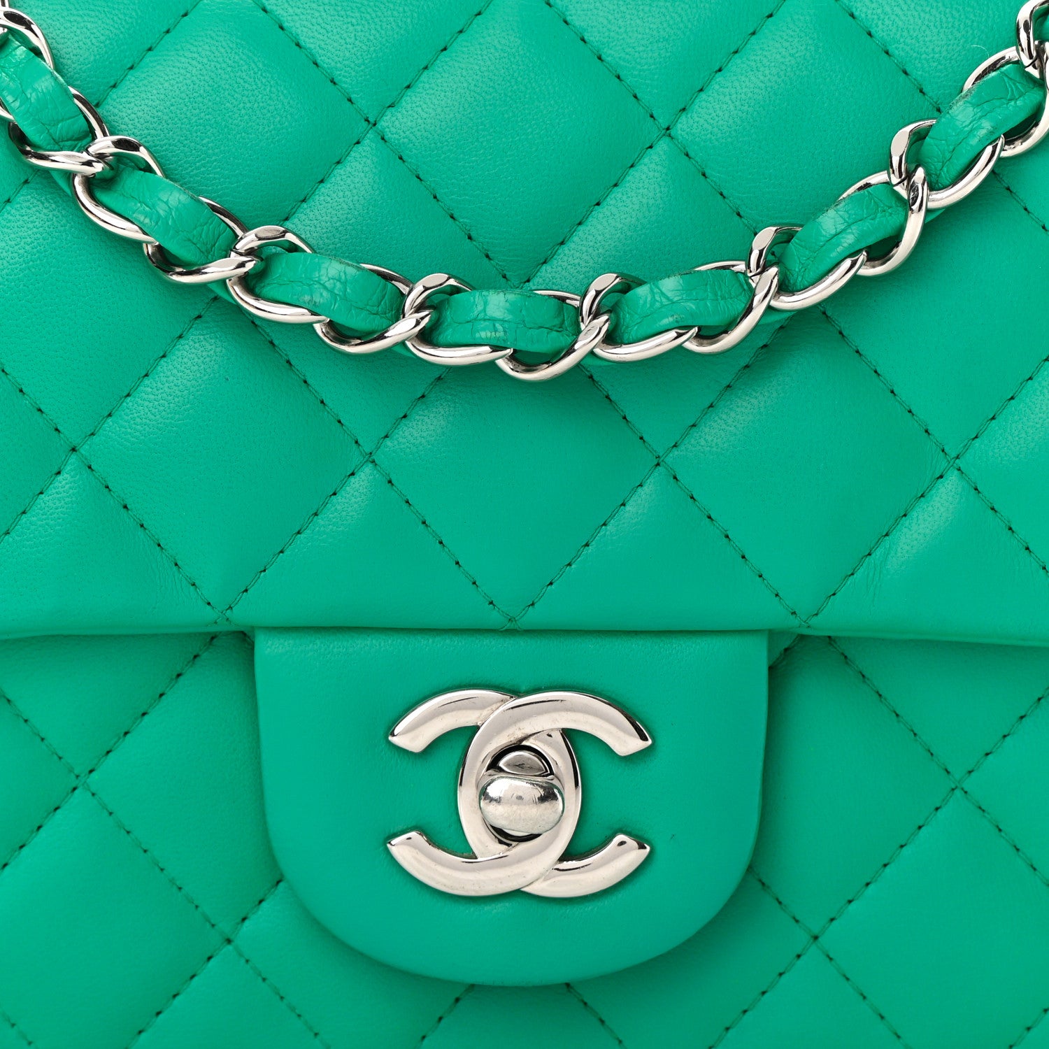 Chanel Lambskin Quilted Mini Rectangular Flap Green 7 of 10