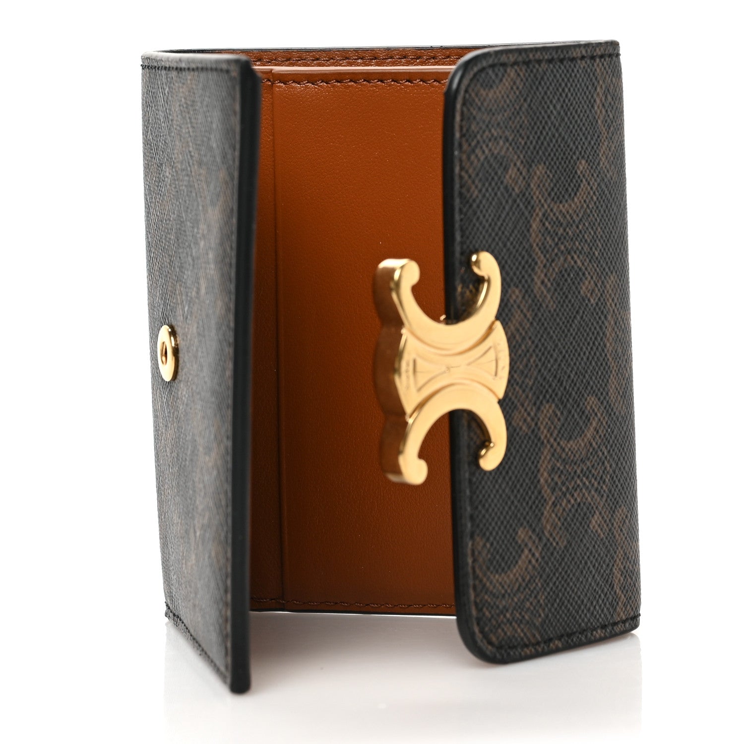Celine Canvas Triomphe Compact Wallet Tan 6 of 8