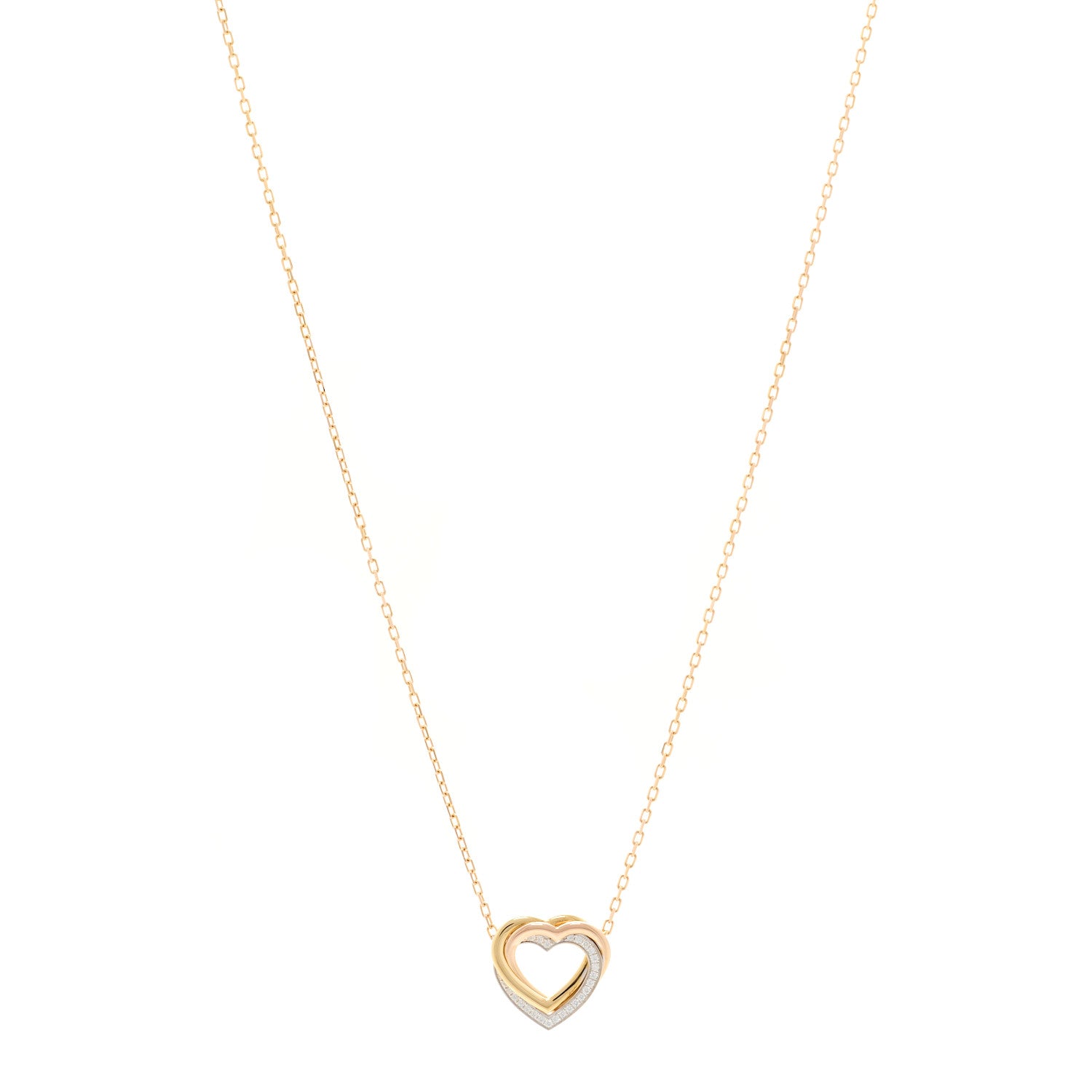 Cartier 18K Pink Yellow White Gold Diamond Trinity Heart Pendant Necklace 1 of 5