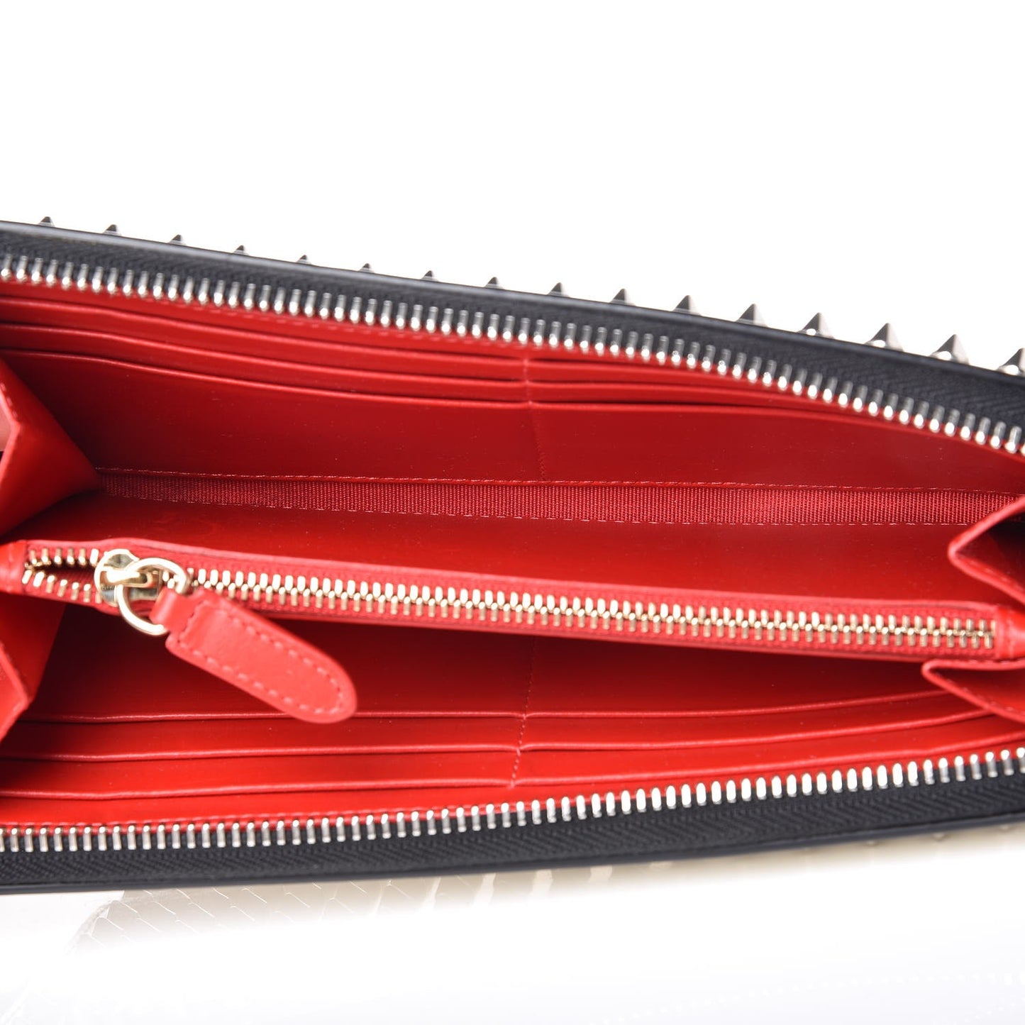 Metallic Specchio Panettone Spiked Zip Around Wallet Gold