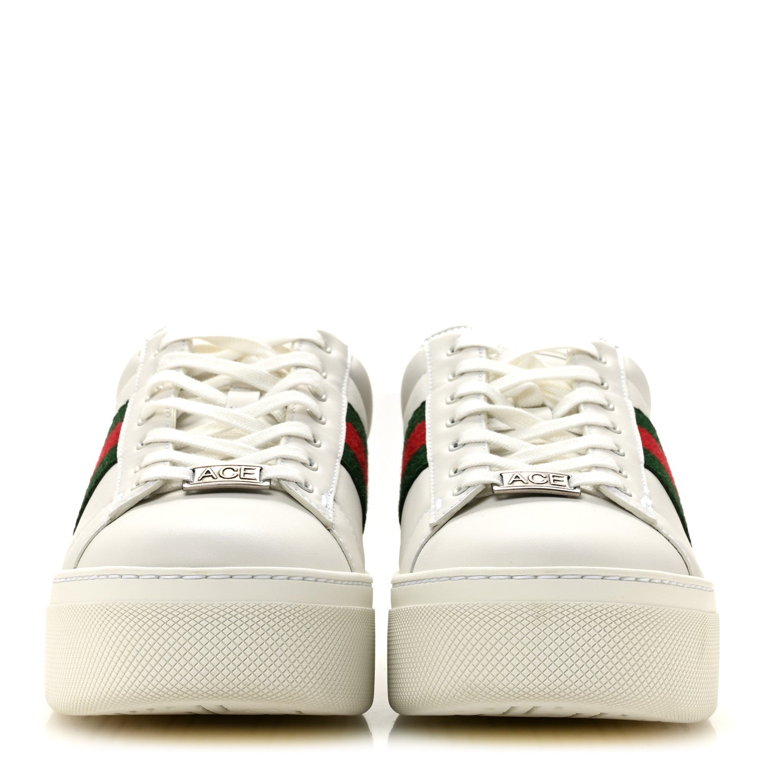 Gucci Ultralight Plume Calfskin Web Womens Ace Platform Sneakers 38.5 White 3 of 10