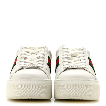 Gucci Ultralight Plume Calfskin Web Womens Ace Platform Sneakers 38.5 White 3 of 10