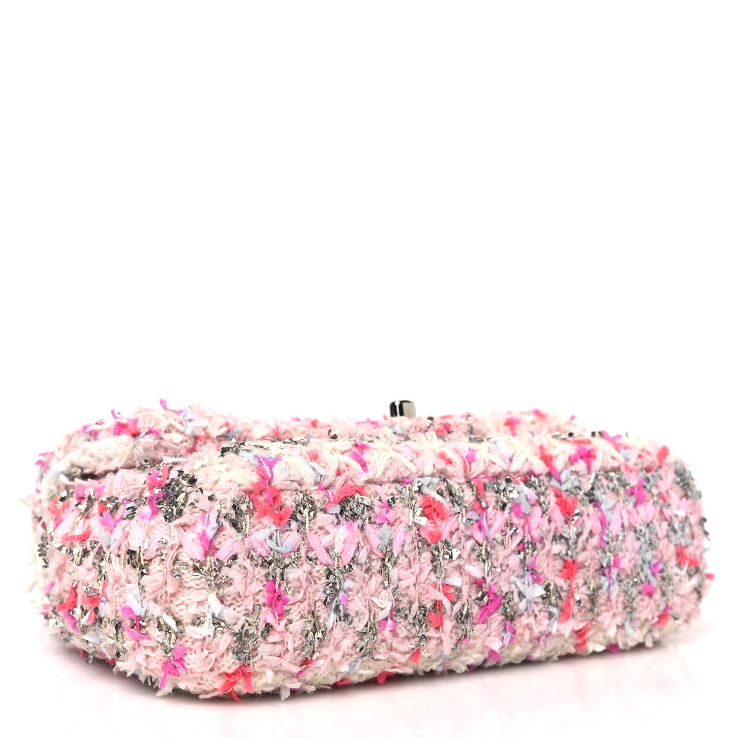 Chanel Tweed Quilted Mini Rectangular Flap Light Pink Silver Blue 4 of 10