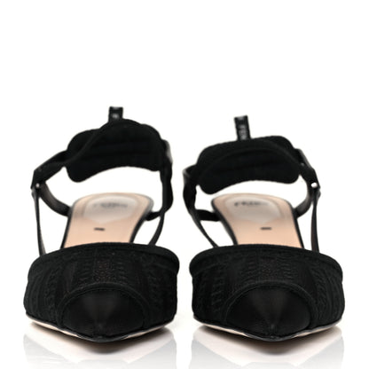 Fendi Mesh Vitello Ajour Embroidered Colibri Lite 55mm Slingback Pumps 39 Black 2 of 8