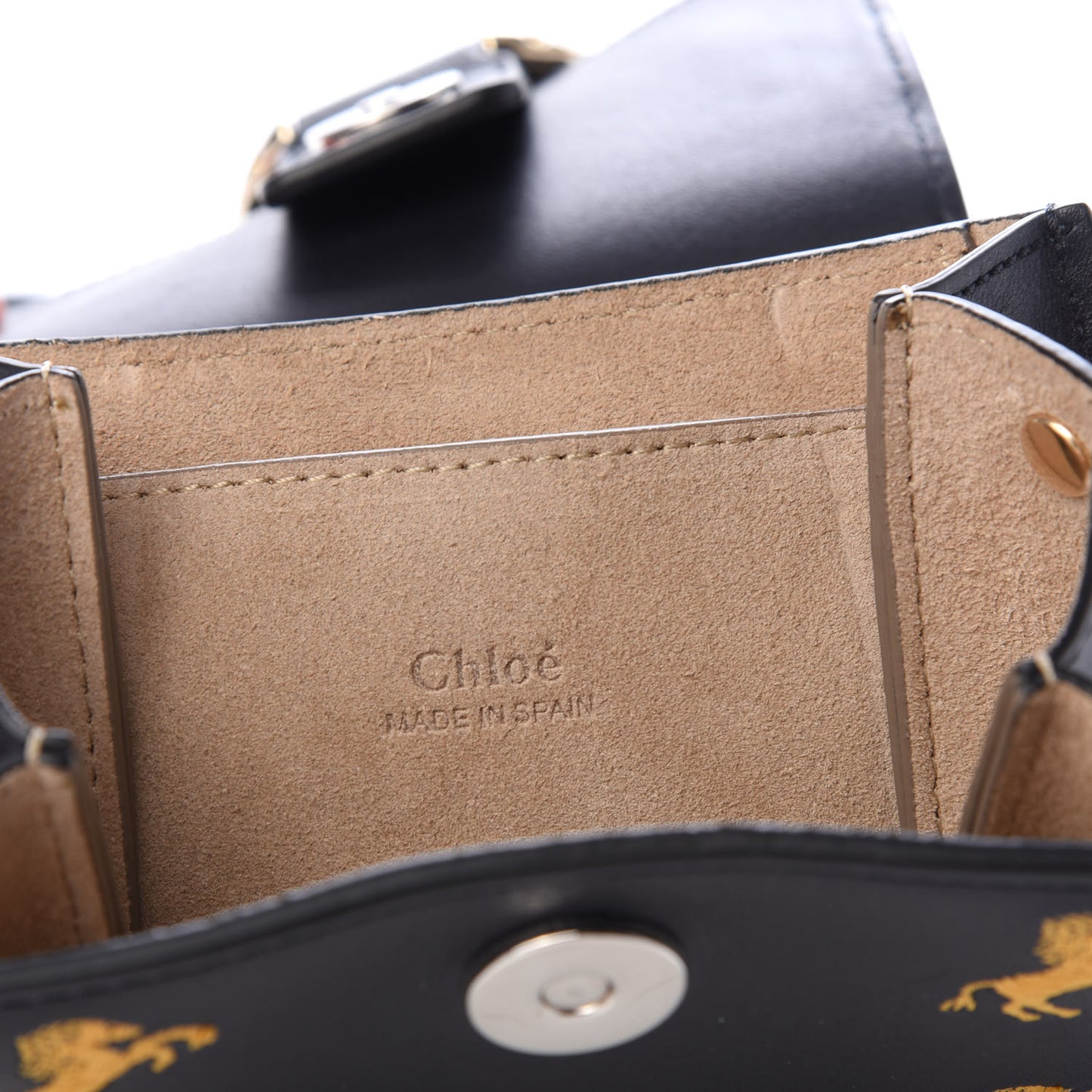 Smooth Calfskin Little Horses Embroidered Mini Faye Bracelet Bag Black