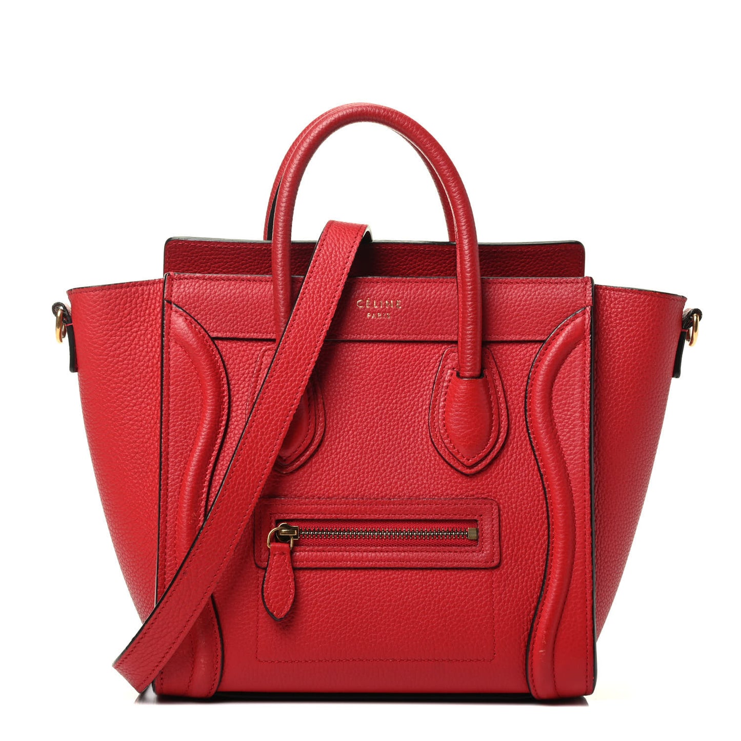 Drummed Calfskin Nano Luggage Red