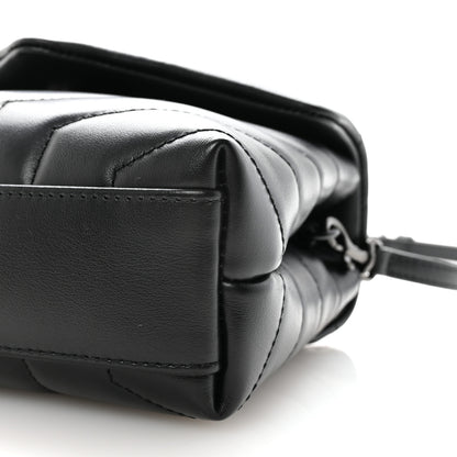 Saint Laurent Calfskin Y Quilted Monogram Monochrome Toy Loulou Crossbody Bag Black 7 of 9