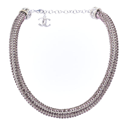 Chanel Crystal CC Logo Choker Necklace Pink 1 of 4