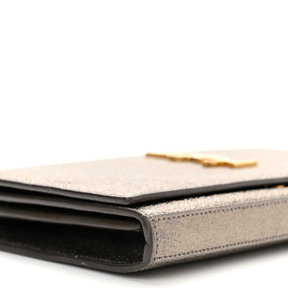 Saint Laurent Grained Metallic Calfskin Monogram Chain Wallet Bronze 7 of 8