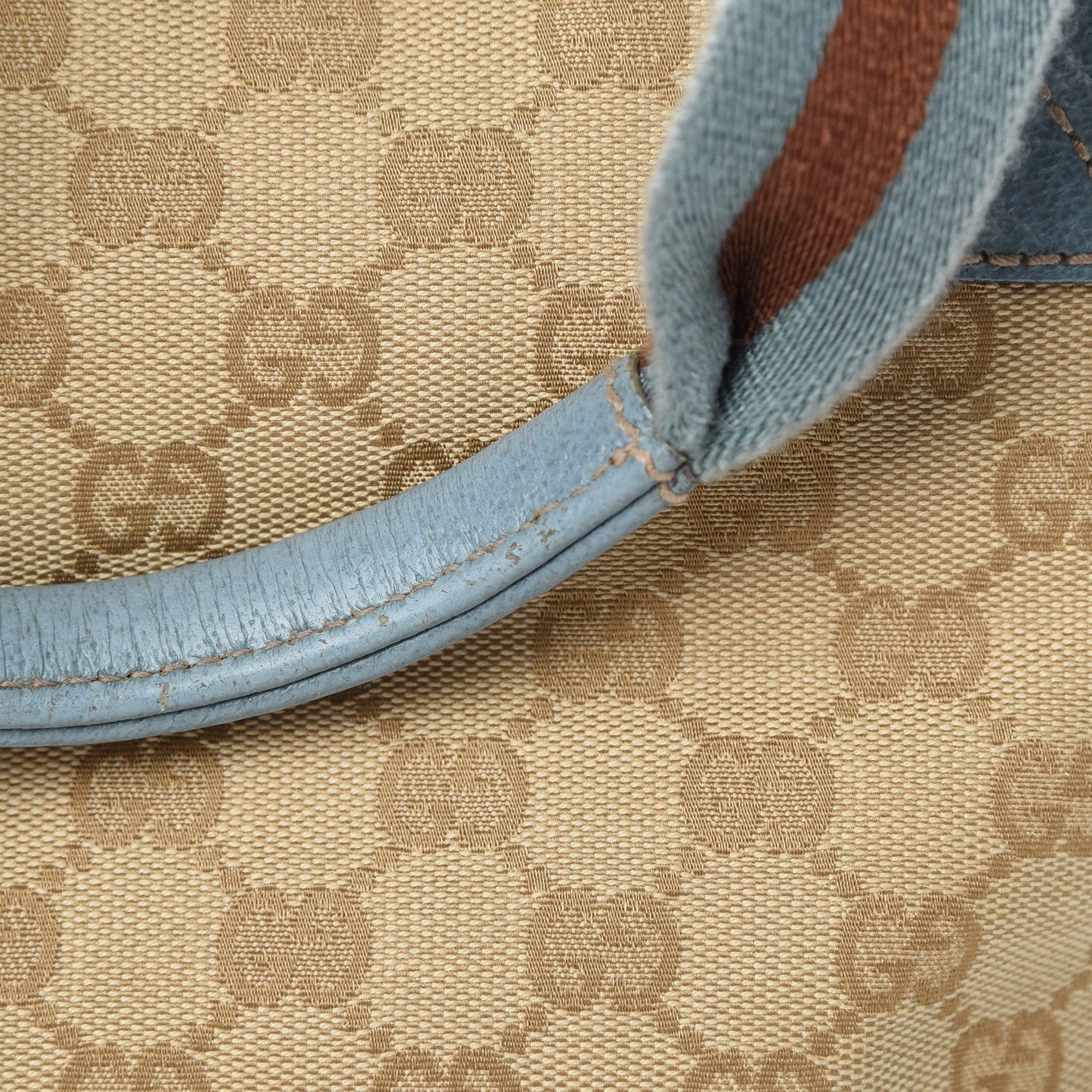 GG Monogram Small Web Handle Bucket Tote Blue
