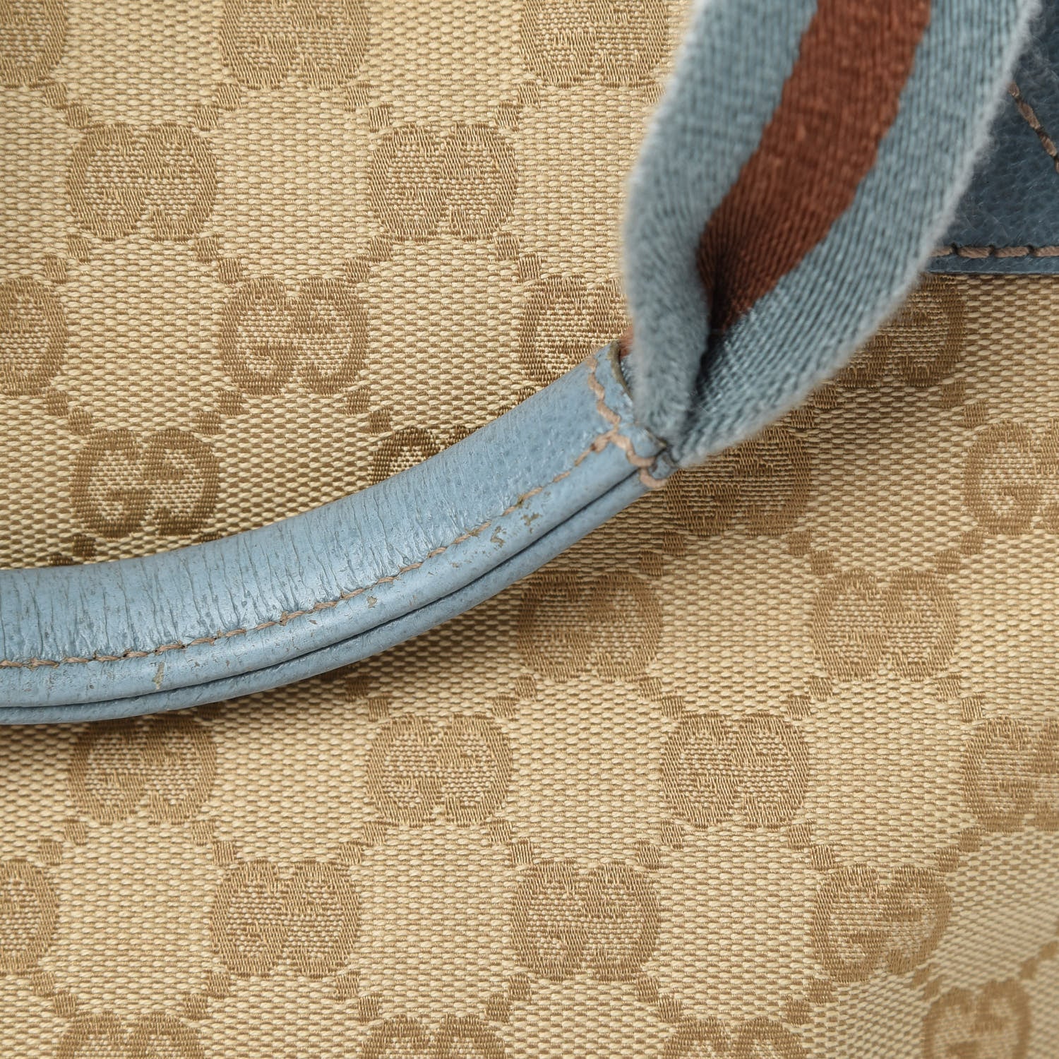 Gucci GG Monogram Small Web Handle Bucket Tote Blue 12 of 15
