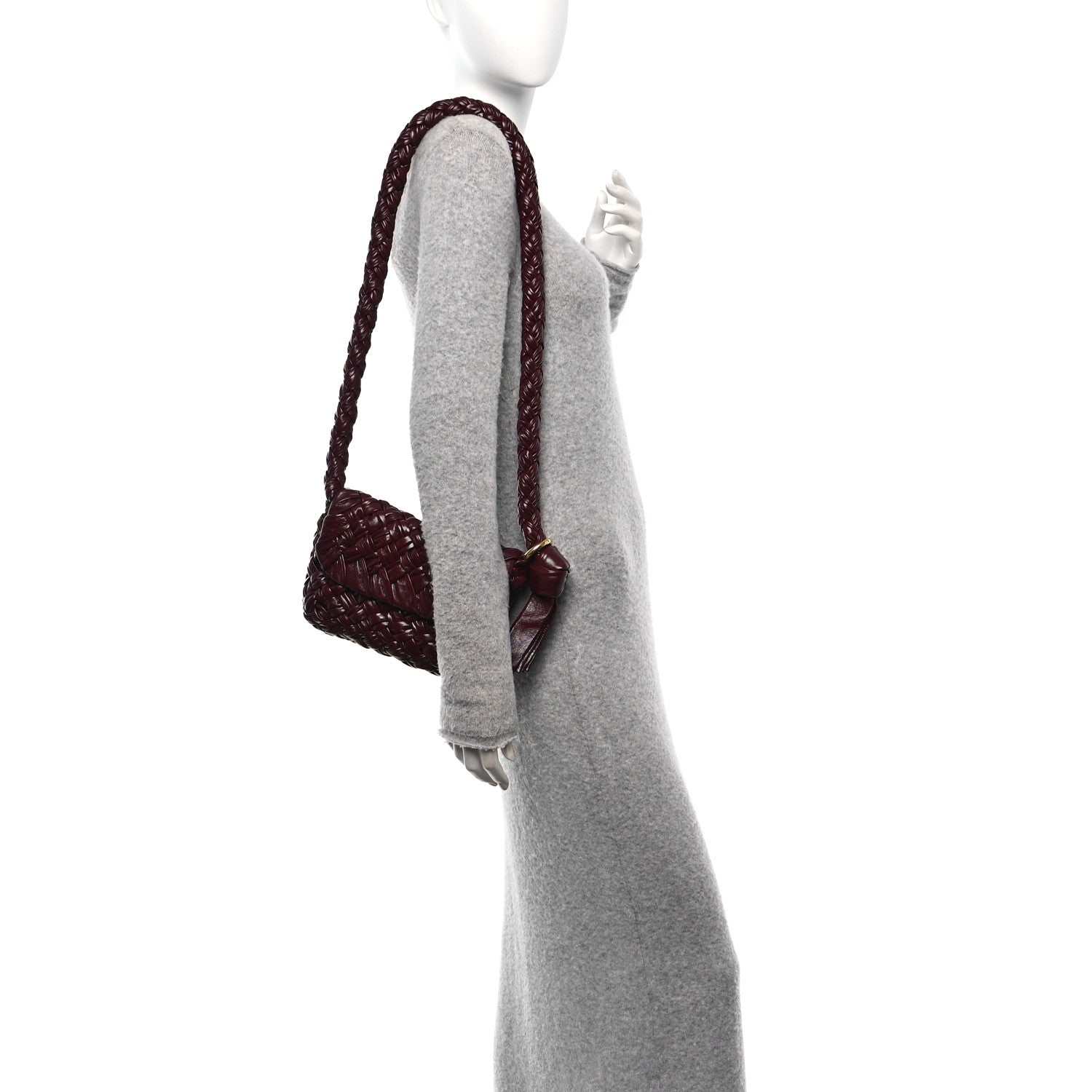 Bottega Veneta Calfskin Foulard Intreccio Kalimero Citta Shoulder Bag Barolo 2 of 10
